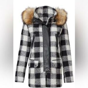 Joie Checkered Utility Jacket with Faux Fur Trim